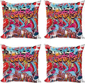 Ambesonne Graphic Throw Pillow Cushion Case Pack of 4, Hip Hop Street Culture by Ambesonne