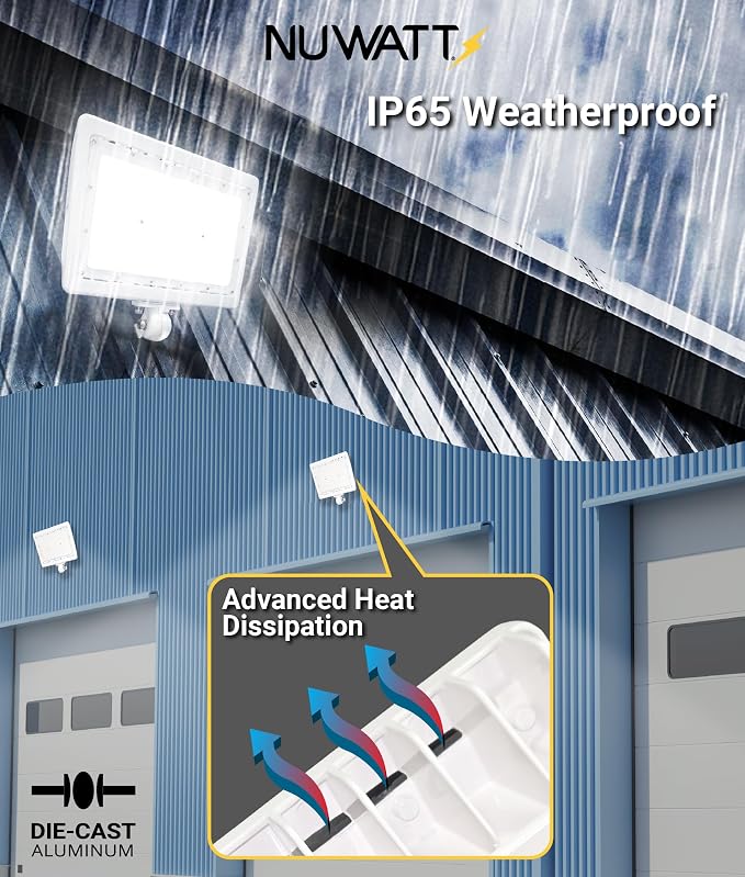 NUWATT 50W LED Flood Light, 3CCT 3000K/4000K/5000K Selectable, IP65 Waterproof - Image 3