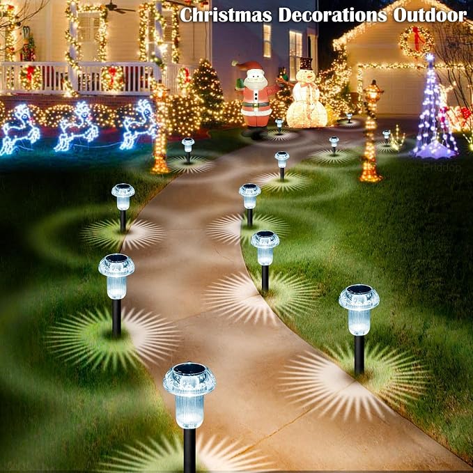 Priddop Solar Lights Outdoor Pathway Waterproof 8 Pack Cold White LED Acrylic - Image 9