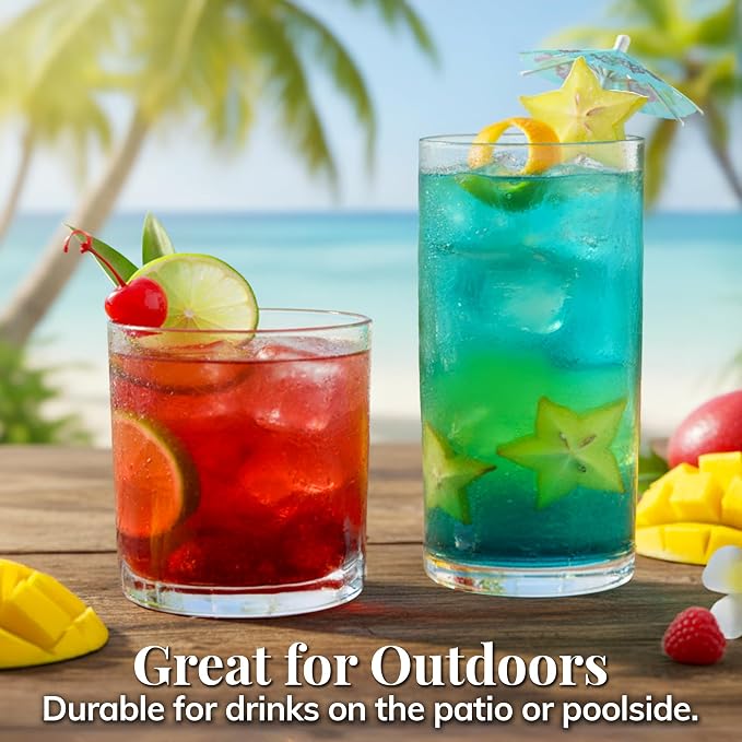 US Acrylic Classic Clear Plastic Reusable Drinking Glasses 12oz Rocks & 16oz - Image 7