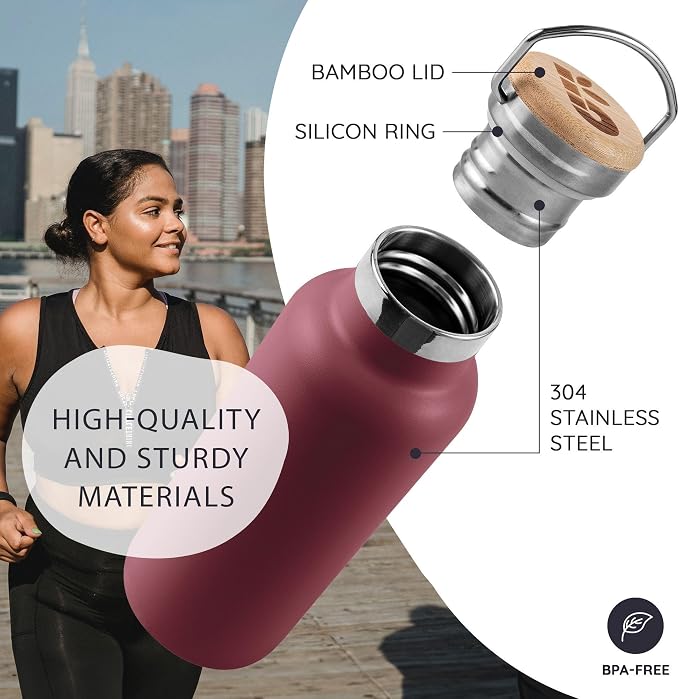 Bambaw 32 oz Water Bottle Insulated, Stainless Steel Water Bottle 32 oz - Image 2