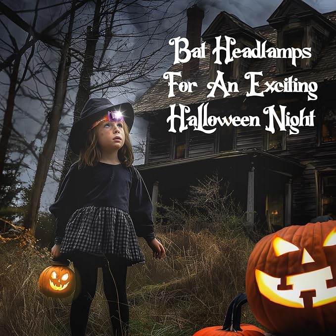 EverBrite Halloween Bat Headlamps Halloween Gifts, 3 Modes Head Lamps - Image 2