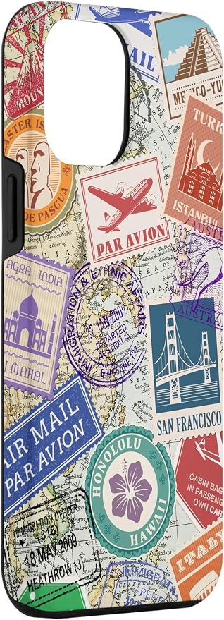 World Map Travel Passport Stamps Postage Stamp Case - Image 3