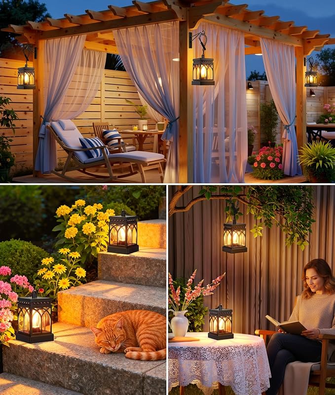 KOOPER 4 Pack Solar Lanterns Outdoor Waterproof, Brighter Hanging Solar Lantern - Image 3