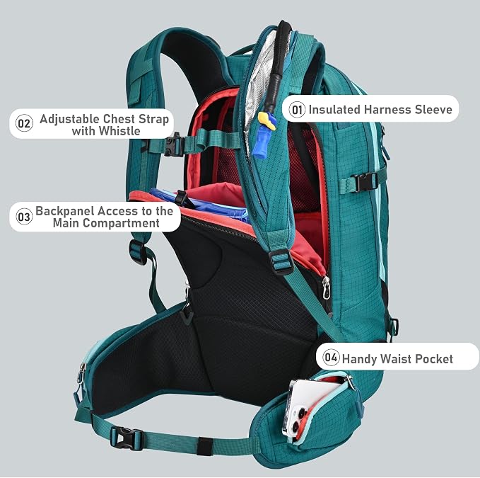 Ski and Snowboard Hydration Backpack, - Image 3