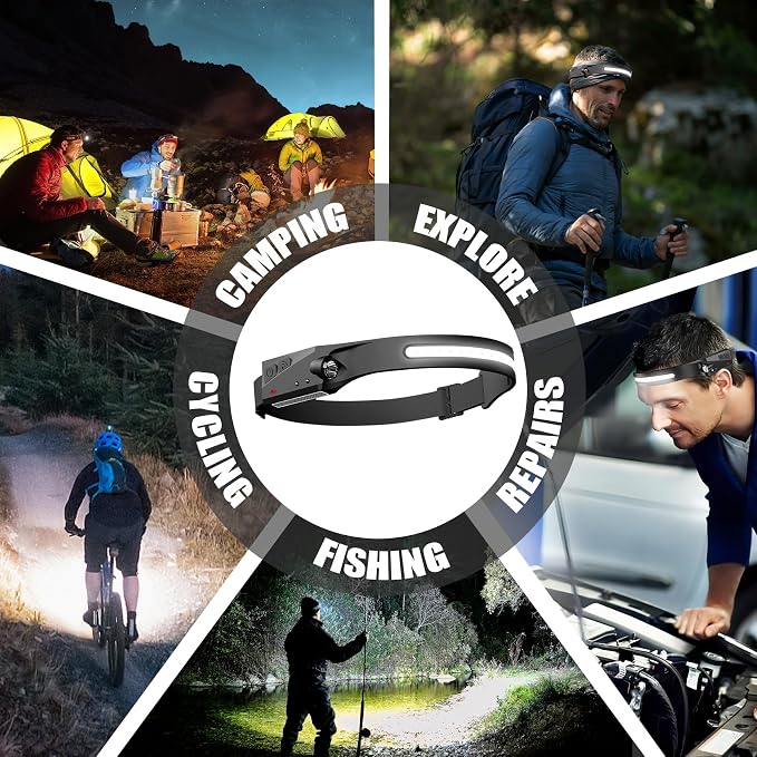 Headlamp Rechargeable 8 Pack, LED Headlight Flashlight Super Bright - Image 7