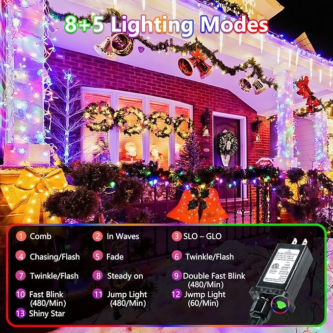 Multicolor 240 LED 88FT String Lights Indoor Outdoor, Connectable Christmas - Image 2