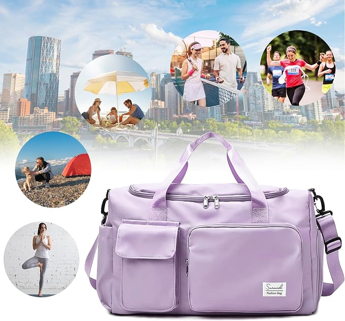 Suruid Travel Duffel Bag with Shoes Compartment Sports Gym Bag with Dry Wet - Image 8