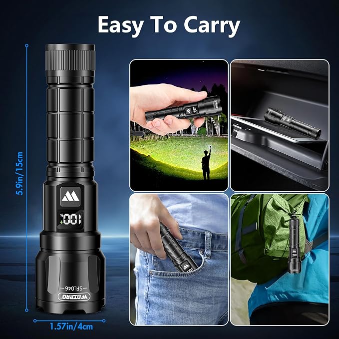 Wdtpro LED Rechargeable Flashlight 2Pack, 3Modes Super Bright High Lumens - Image 6