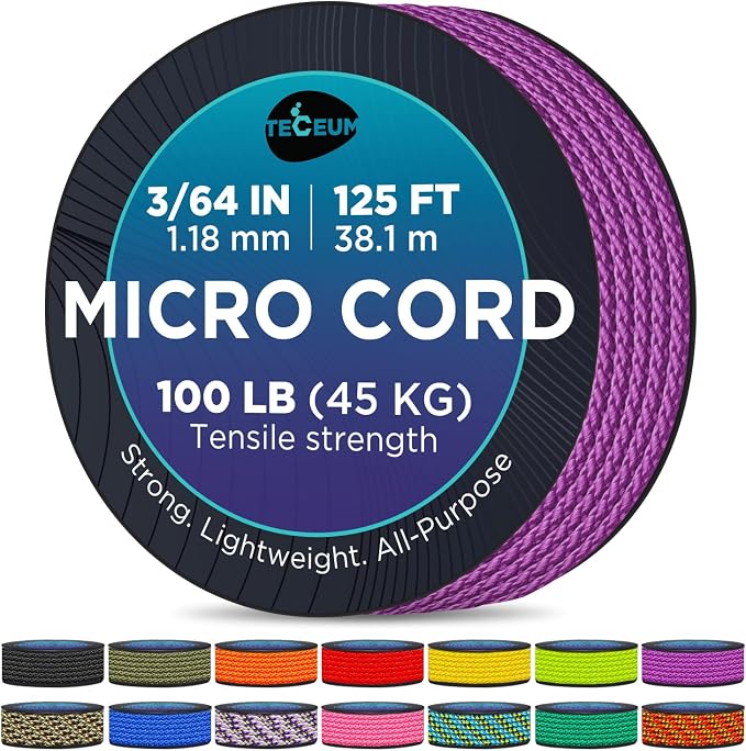 TECEUM Micro Paracord – 1.18 mm X 125 ft – Micro Utility Cord – Thin Braided by TECEUM