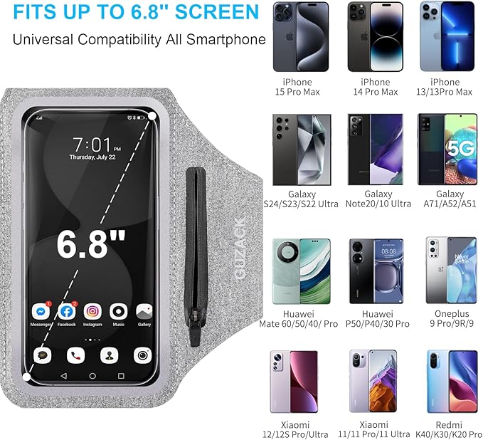 GUZACK Running Armband Case for iPhone 17/16/15/14/13 Pro Max, Galaxy - Image 2