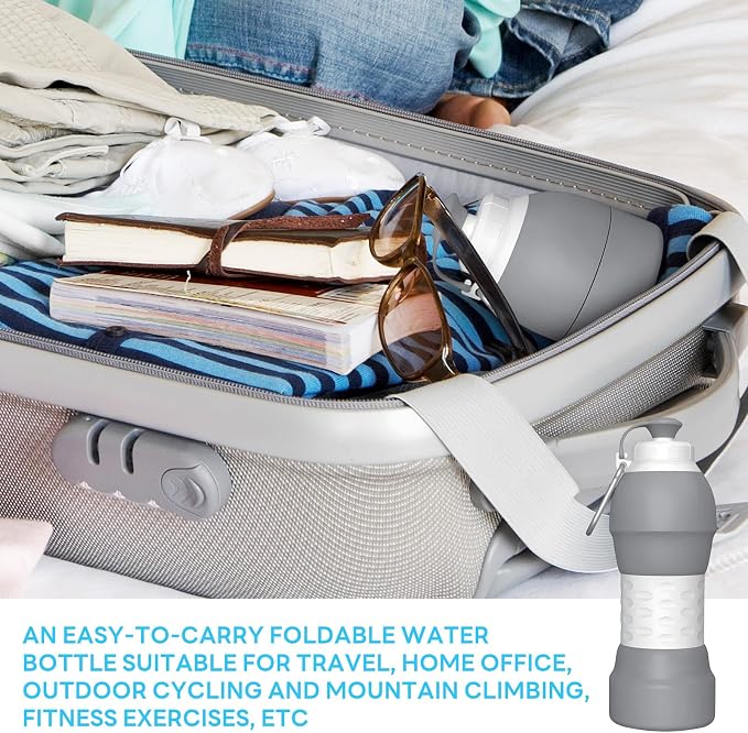 Collapsible Lightweight 20oz Water Bottle, Food-Grade Silicone BPA Free - Image 8