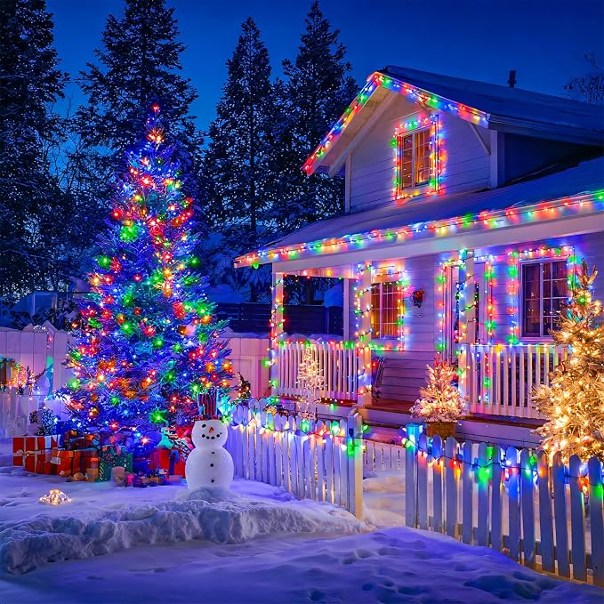 JMEXSUSS 600 LED Solar Christmas Lights Outdoor, 206.7 ft Multi Colored - Image 4