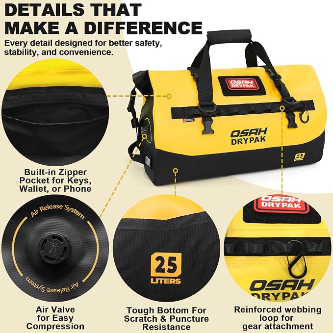 OSAH DRYPAK Waterproof Duffel Bag 25L/40L/60L – Heavy-Duty Motorcycle Tail Bag - Image 4