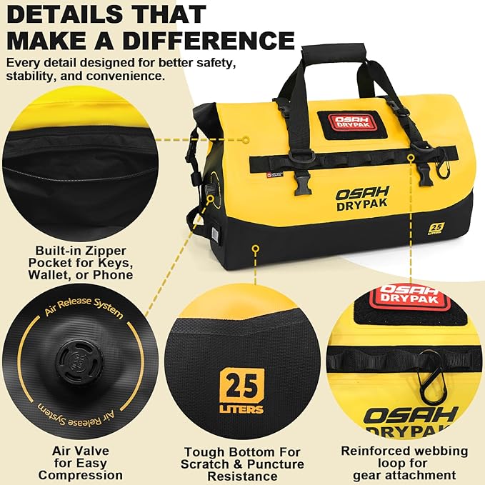 OSAH DRYPAK Waterproof Duffel Bag 25L/40L/60L – Heavy-Duty Motorcycle Tail Bag - Image 3