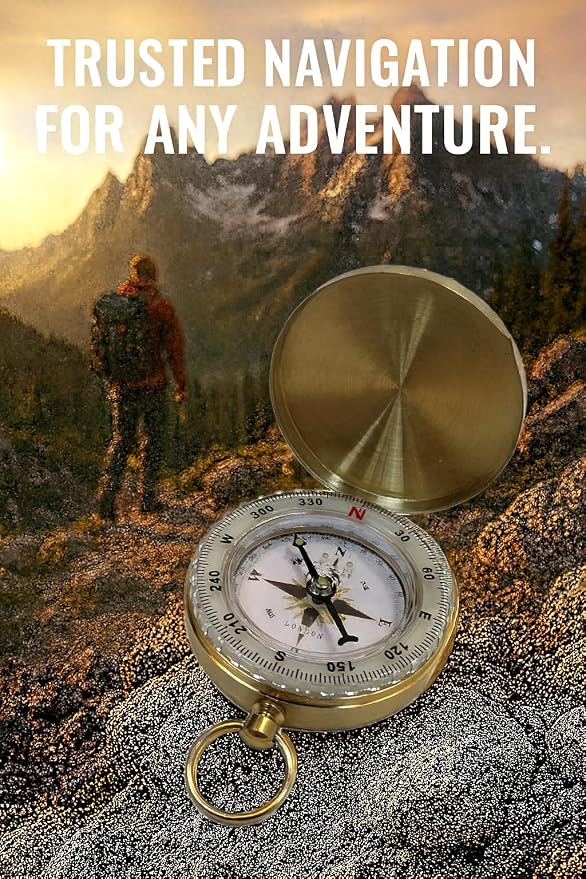 Glow in the Dark Brass Pocket Compass - Image 2