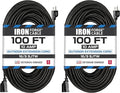 Iron Forge Cable 2 Pack 100 Ft Black Extension Cord, 100 Foot Extension Cord by IronForgeCable