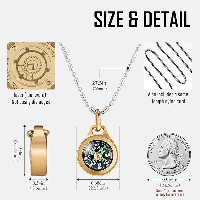 MecArmy Mini Titanium/Brass Compass, Waterproof IPX5 Pocket Compass - Image 3