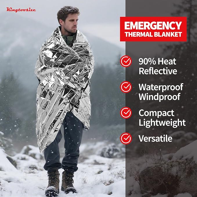 Emergency Thermal Blanket, Mylar Space Blanket Survival Kit - Image 3