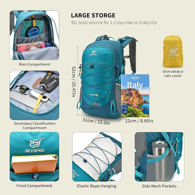 SKYSPER Hiking Backpack for Men Women, 35L Travel Backpack Waterproof Camping - Image 7