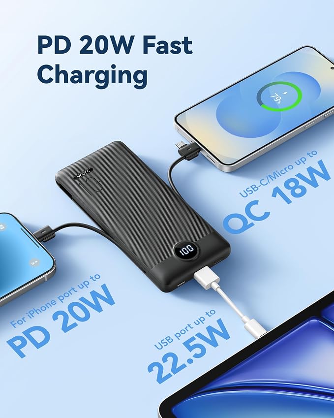 VRURC Portable Charger Power Bank - 10000mAh Fast Charging PD 20W - Image 6