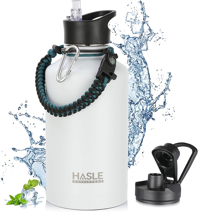 HASLE OUTFITTERS Half Gallon Insulated Water Bottles 64 oz, Stainless Steel by HASLEOUTFITTERS