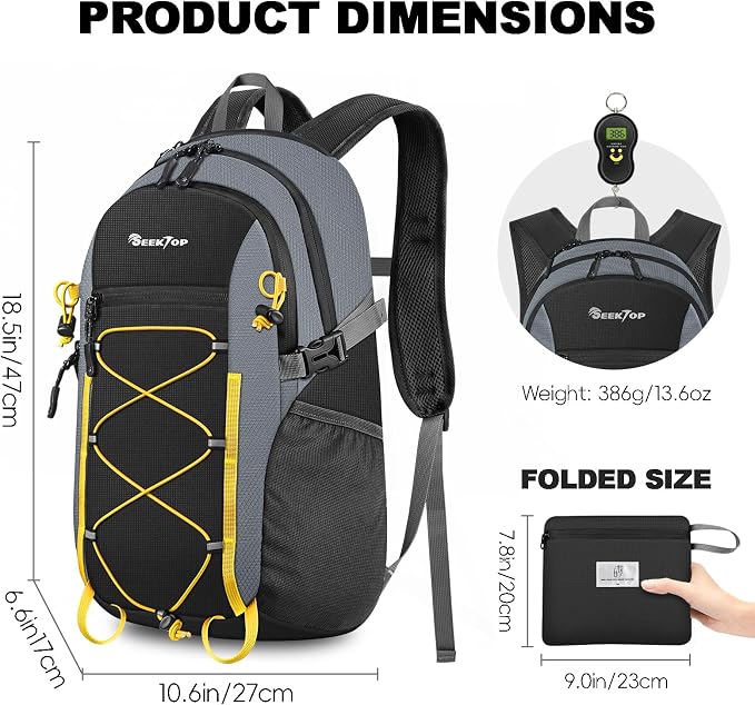 Seektop 20L Foldable Waterproof Hiking Backpack, Ultralight Small Lightweight - Image 3