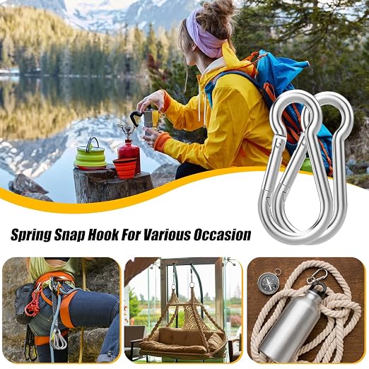 200PCS Spring Snap Hook Carabiner, 3/16" Galvanized Steel Snap Clip Hook - Image 7