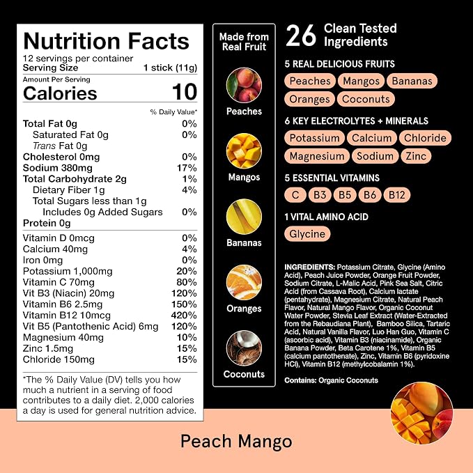 DryWater Electrolyte Powder Packets, Peach Mango - Image 7