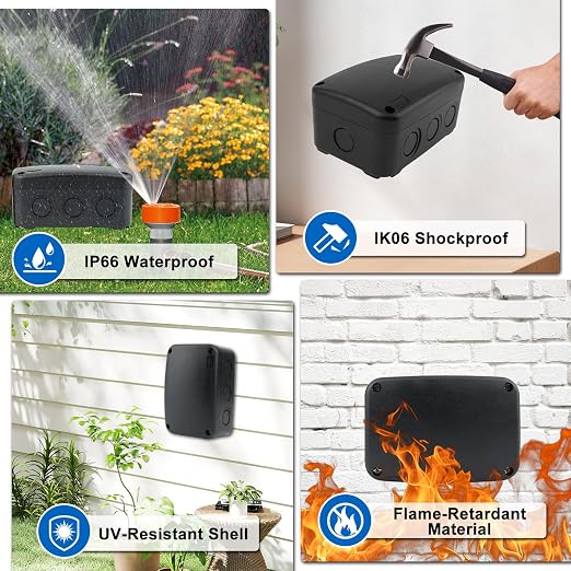 Weatherproof Junction Box, Nineleaf IP66 Waterproof Electrical Project Boxes - Image 3