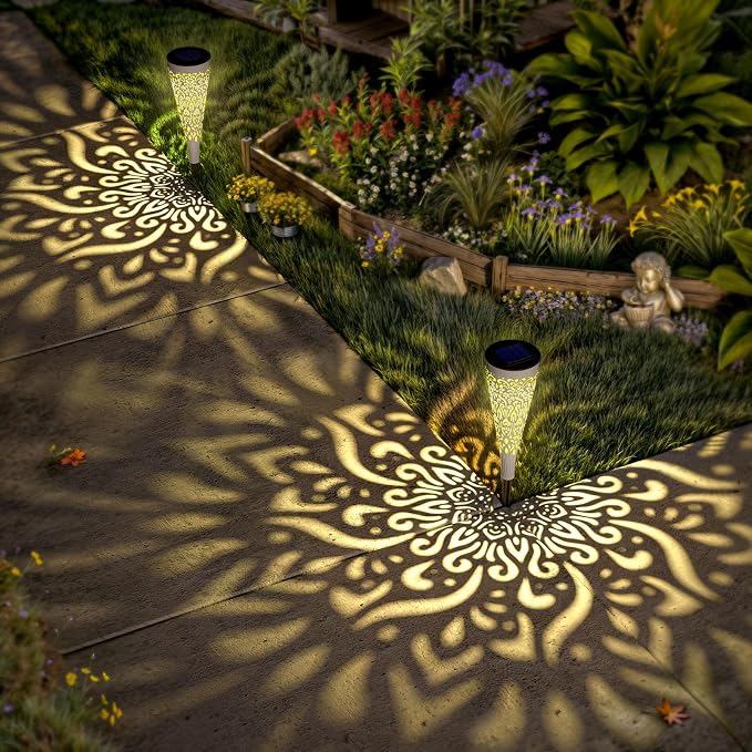 gardencave 6 Pack Solar Lights Outdoor Garden Decorative Mandala Solar Garden - Image 6