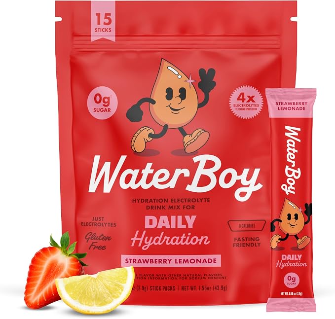 Waterboy Daily Hydration | 1, 570mg Electrolyte Powder Packets | No Sugar by WaterBoy
