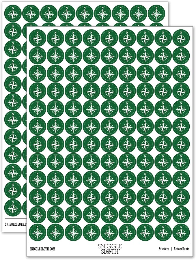 Compass Rose Nautical Star Navigation Map 200+ Round Stickers by Sniggle+Sloth