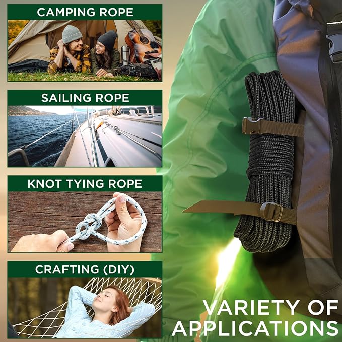TECEUM Rope – 1/4” & 3/8” – 90 FT | 150 FT – Strong All-Purpose Utility Rope – - Image 5