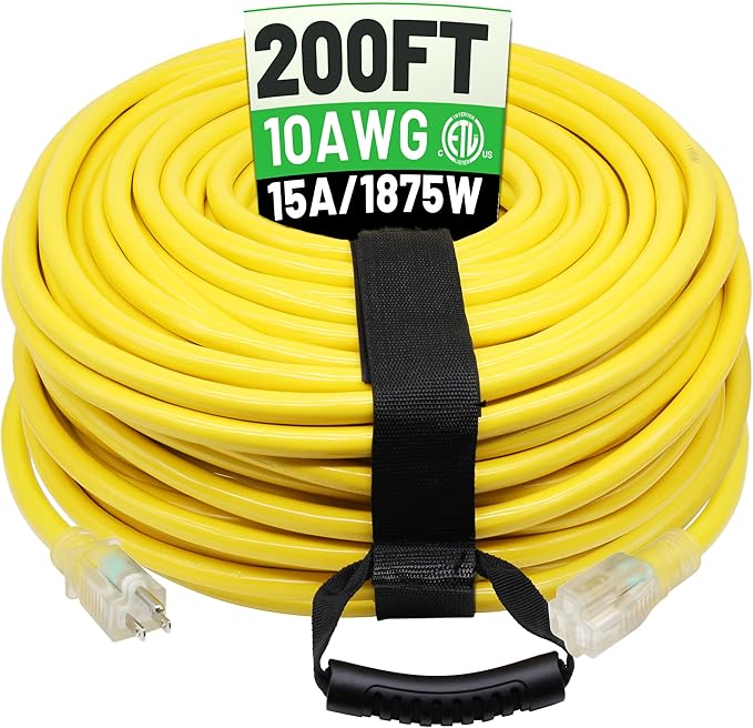 POWGRN 200 Ft 10AWG Outdoor Extension Cord Waterproof Heavy Duty 10 Gauge 3 by POWGRN