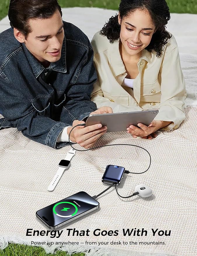 Portable Charger with Built-in Cables & Wall Plug, 10000mAh Power Bank - Image 7