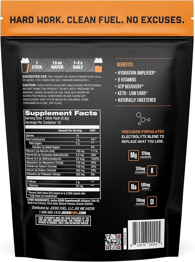 Jocko Fuel Hydrate Electrolytes Powder Packets Low Sugar - Image 2