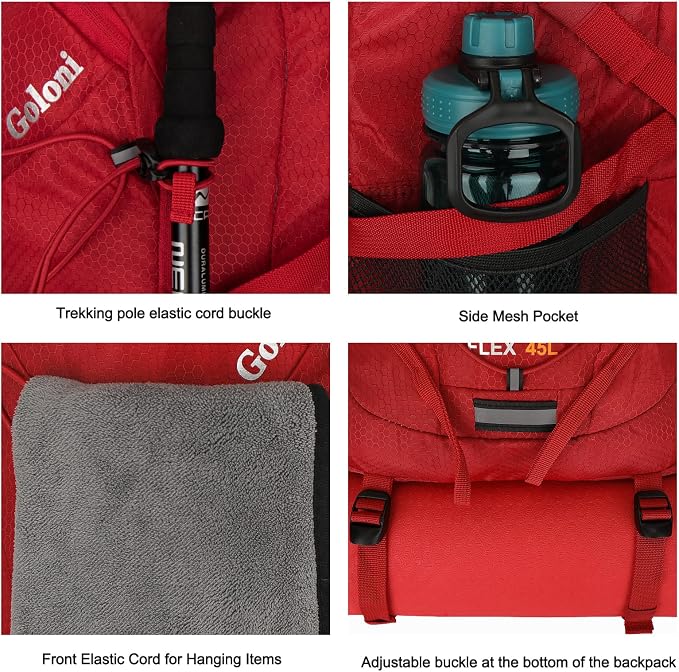 Goloni 45L Hiking Backpack Lightweight Foldable, Waterproof Camping Backpack - Image 7