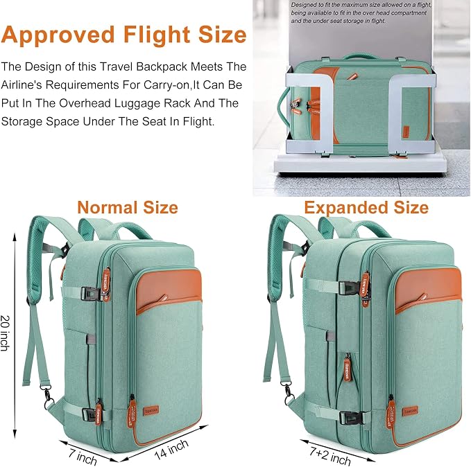 Lumesner Carry on Travel Backpacks, Extra Large 40L Flight Approved Bag - Image 2