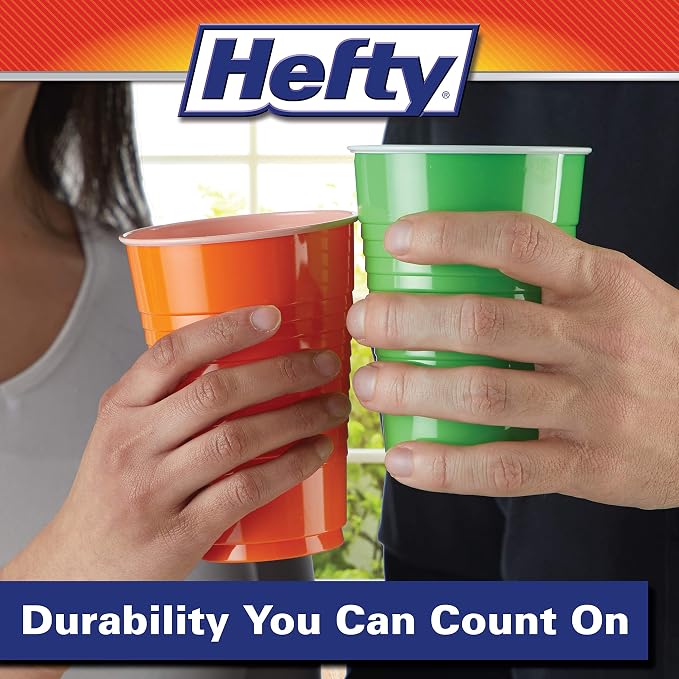 Hefty Plastic Cups, 16 Ounce, Disposable | 100 Count | Pack of 2 | Party | - Image 5