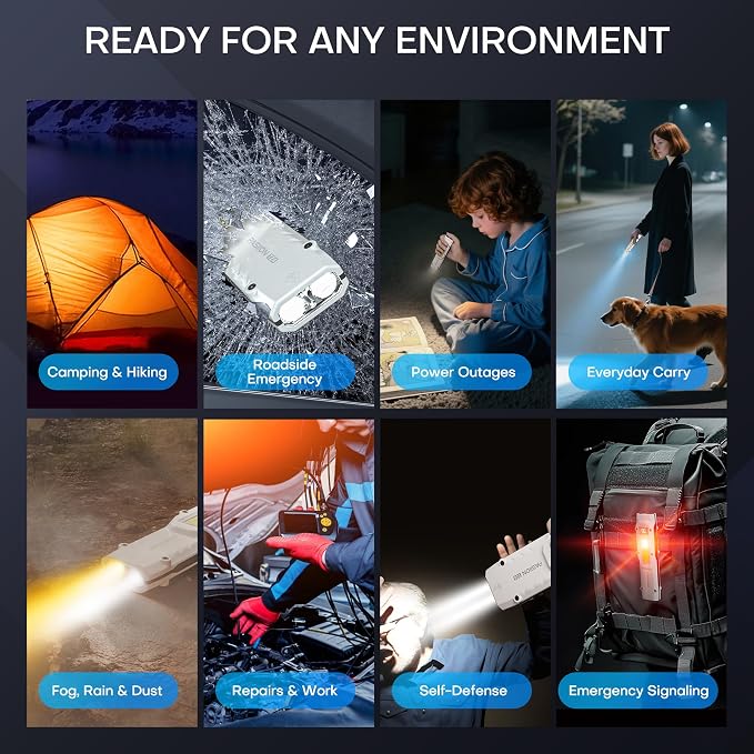 EDC Tactical Flashlight, Flat Flashlights Rechargeable, Dual-Switches LED Small - Image 9