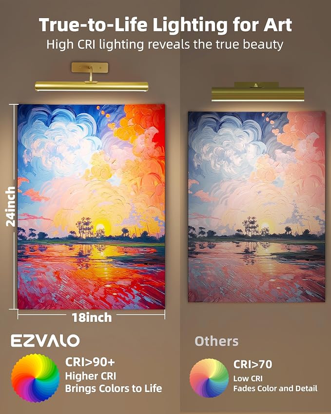 EZVALO 16" Picture Lights for Wall, Rechargeable 6000mAh Painting Lights - Image 7