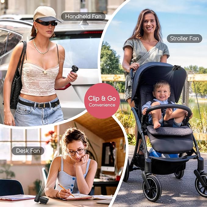 Portable Clip-On Mini Fan, Hands-Free, Turbo Personal Handheld Fans - Image 3