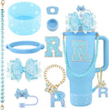 9PCS Blue for Stanley Cup Accessories Set Bling Initials Bow Charms for Stanley by Unknown