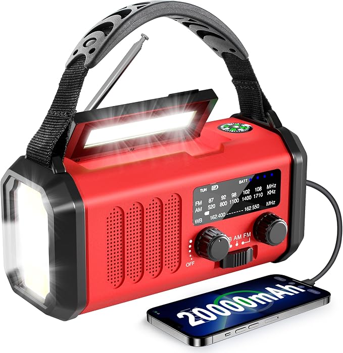 Leaton Emergency Radio NOAA Weather Radio Hand Crank & Solar Charging by Leaton