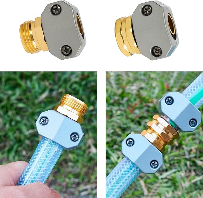 Hourleey Garden Hose Repair Kit, 2 Sets Aluminum Alloy Garden Hose End Mender - Image 6