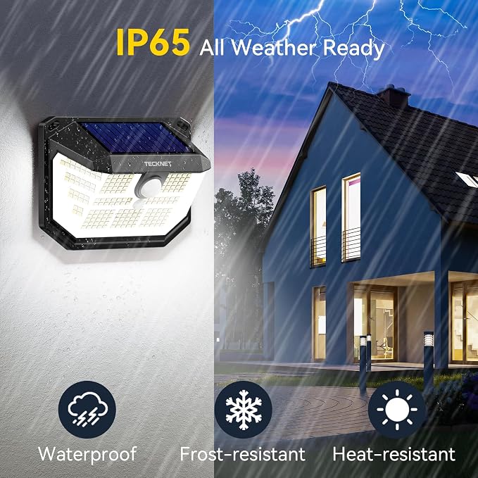 TECKNET 231 LED Solar Motion Lights Outdoor Waterproof, 10 Pack 300° Angle & 3 - Image 6