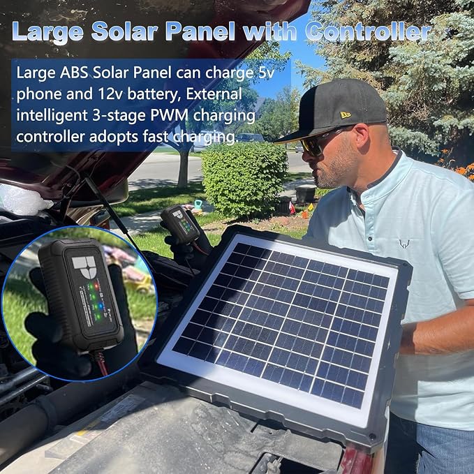 POWOXI-Upgraded-20W-Solar-Battery-Charger-Maintainer, External Smart 3-Stages - Image 2