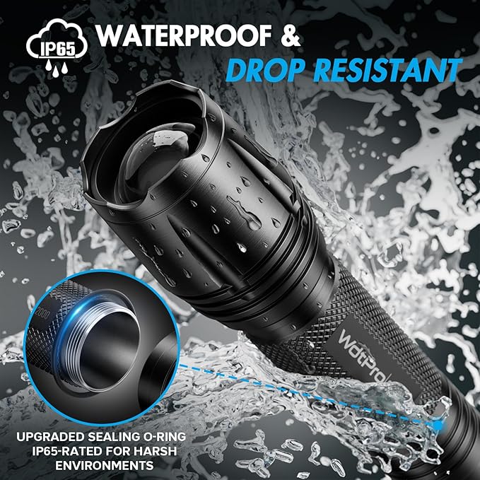 WdtPro LED Flashlight High Lumens SR2000 Pro, 2 Pack Brighter Tactical - Image 4