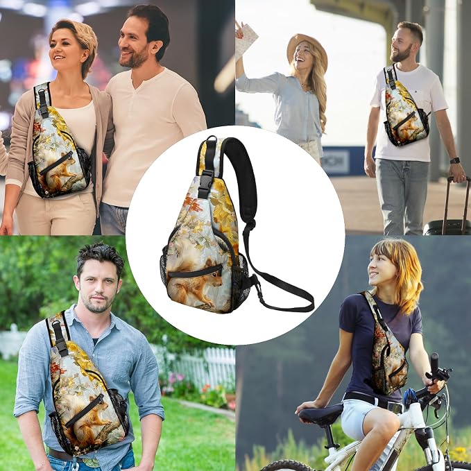 FyLybois Squirrel Sling Bag for Women Lightweight Crossbody Backpack Casual - Image 2